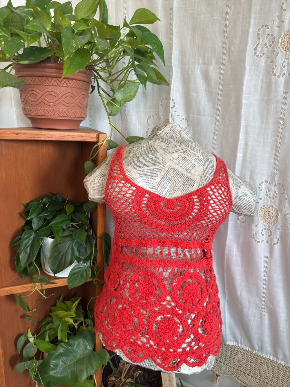 Staring at Stars Red Crochet Tank Top